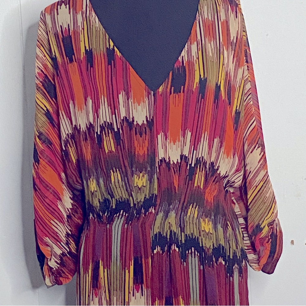 Worthington Multi-Color Maxi Dress Size 16 Fall Colors
